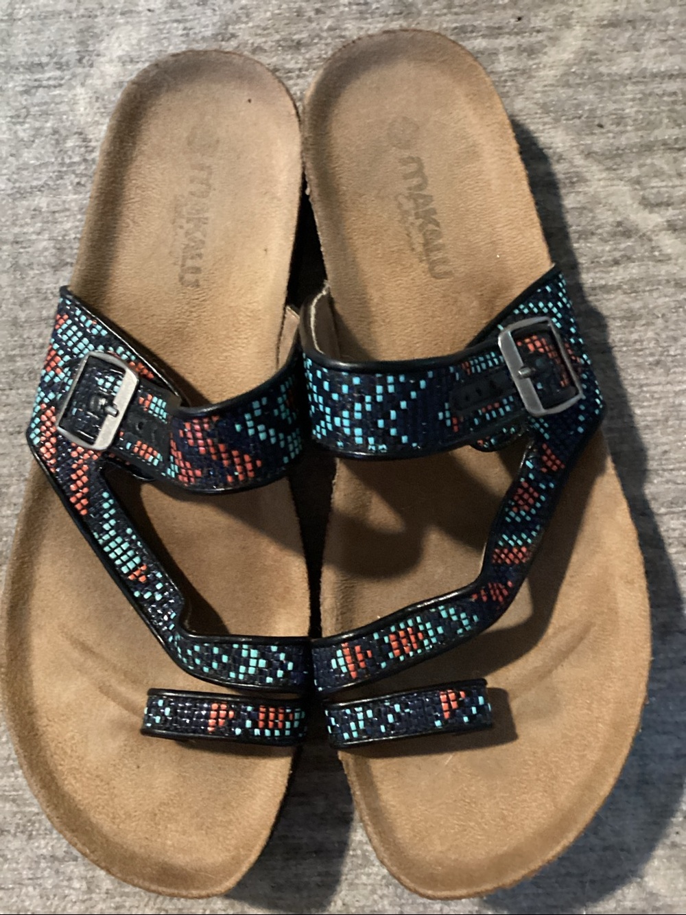 Makalu Women’s Strappy Teal & Coral Sandals size 10